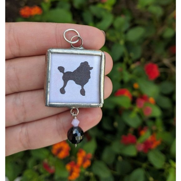 Handmade Soldered Glass Poodle Dog Charm Pendant - Picture 6 of 7